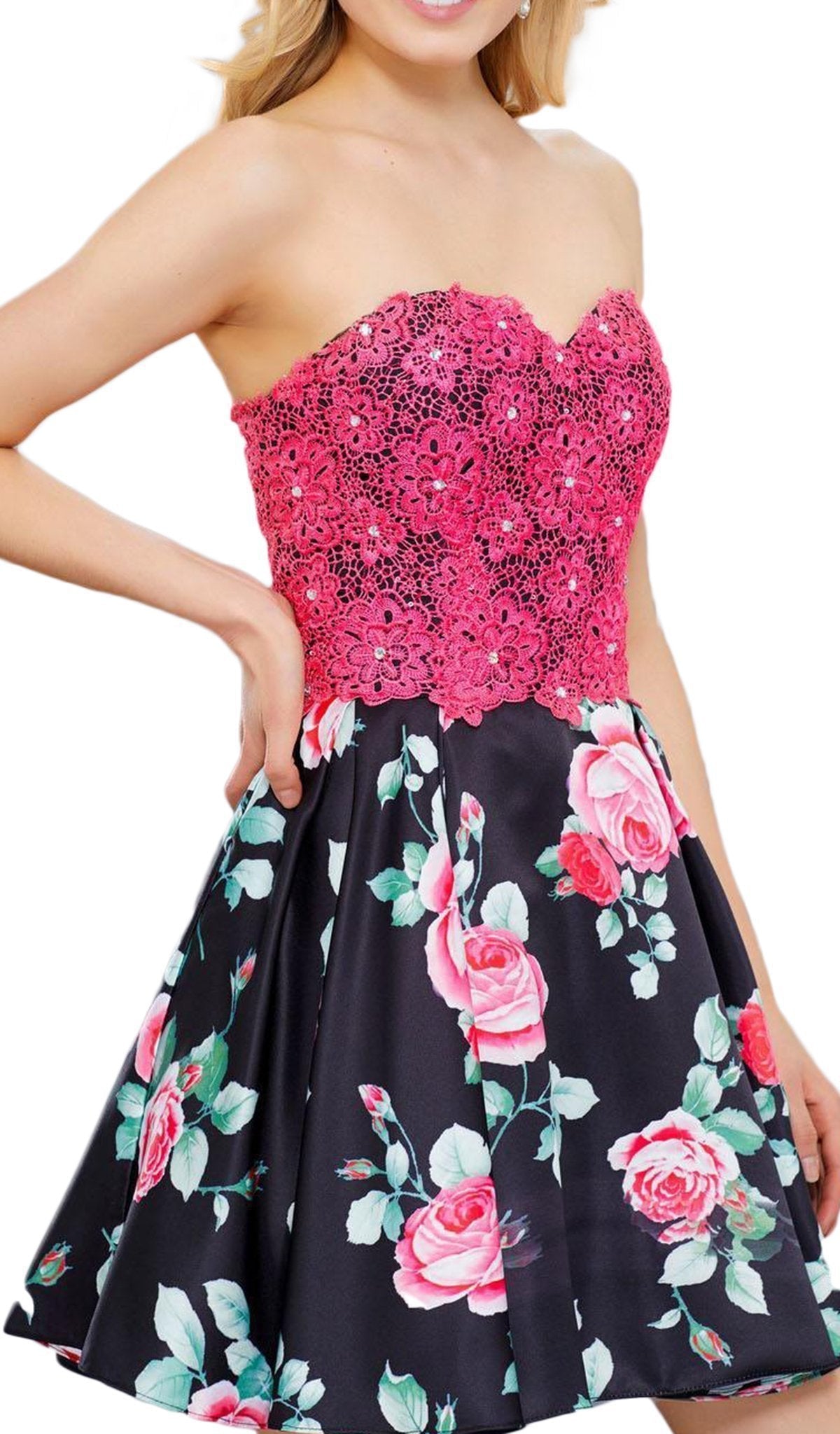 Nox Anabel - 6270 Two-Piece Lace Corset Floral Cocktail Dress Special Occasion Dress