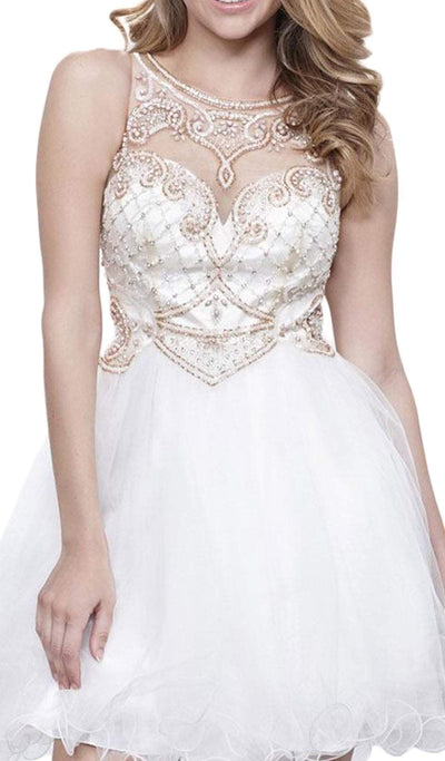 Nox Anabel - 6271 Bead-Embellished Illusion Cocktail Dress Special Occasion Dress