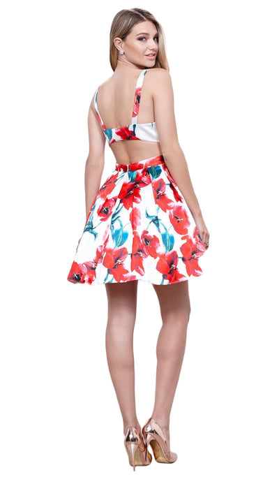 Nox Anabel - 6280 Stunning Bateau Floral A-Line Cocktail Dress Special Occasion Dress