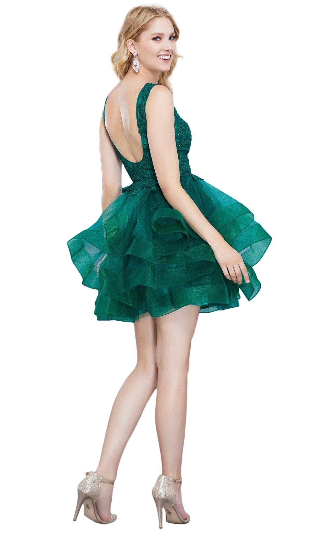 Nox Anabel - 6310 Ruffled V-neck A-line Dress Special Occasion Dress
