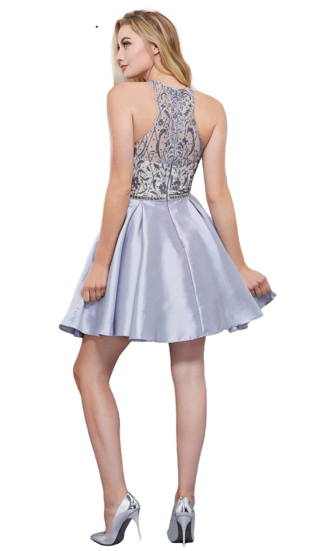 Nox Anabel - 6328 Embellished Illusion Halter A-line Dress Special Occasion Dress