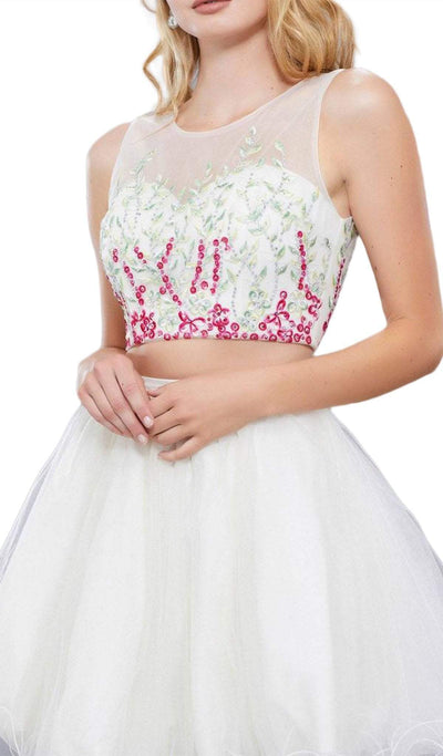 Nox Anabel - 6352 Two Piece Floral and Tulle Illusion Cocktail Dress Special Occasion Dress
