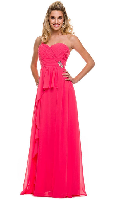Nox Anabel - 7125 Long One Shoulder Dress Special Occasion Dress XS / Watermelon