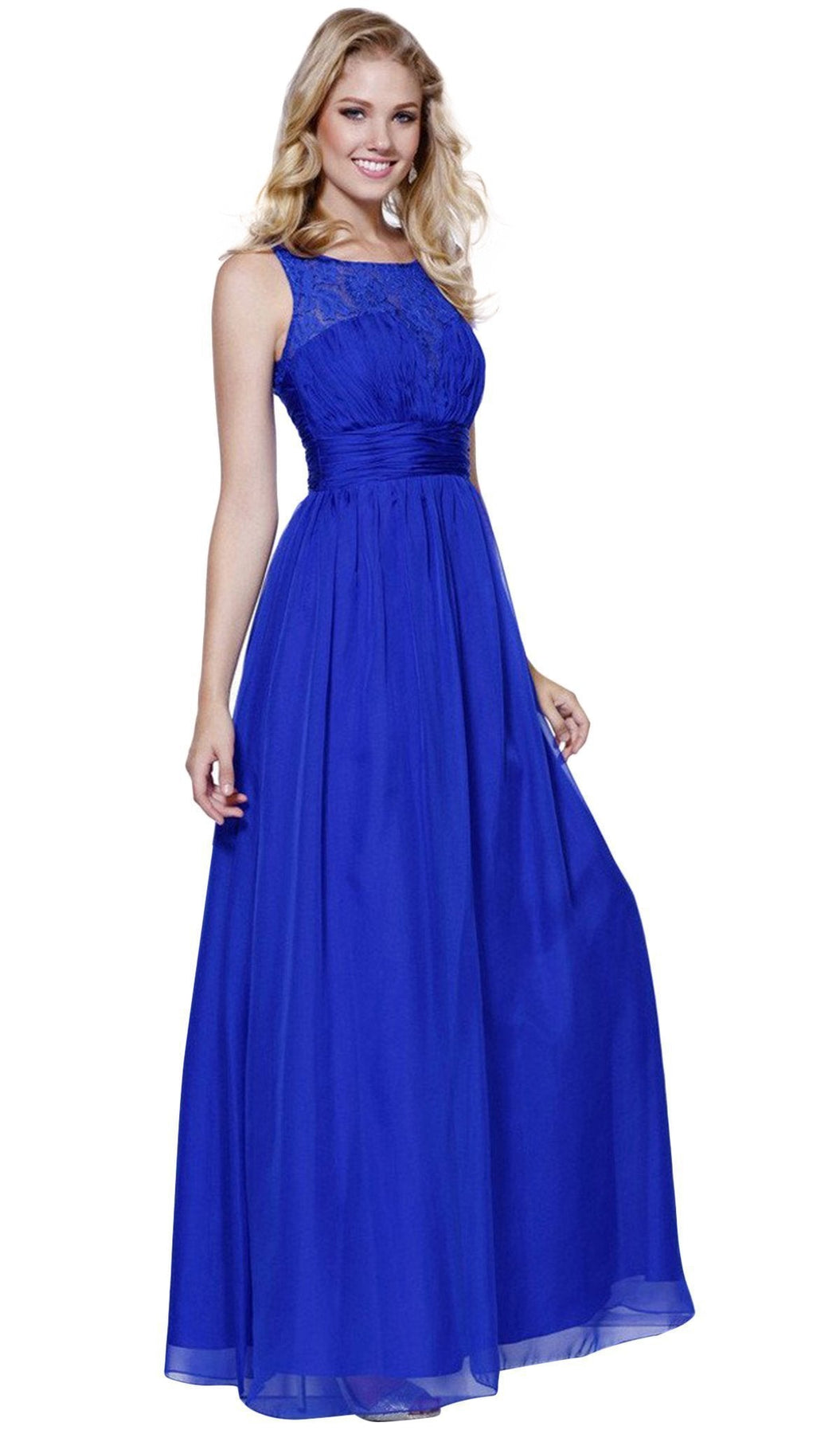 Nox Anabel - 7126 Sleeveless Lace and Chiffon A-Line Evening Dress Special Occasion Dress XS / Royal Blue