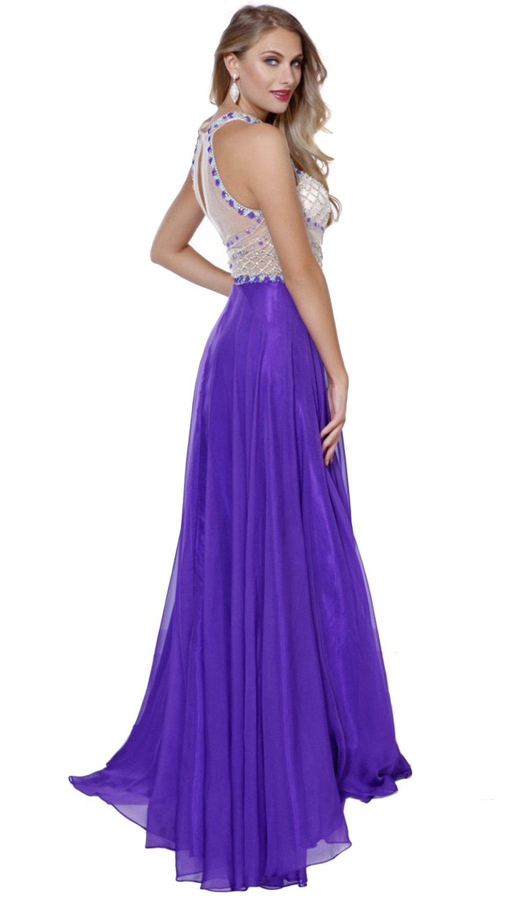 Nox Anabel - 8200 Bejeweled Halter Chiffon A-line Dress Special Occasion Dress