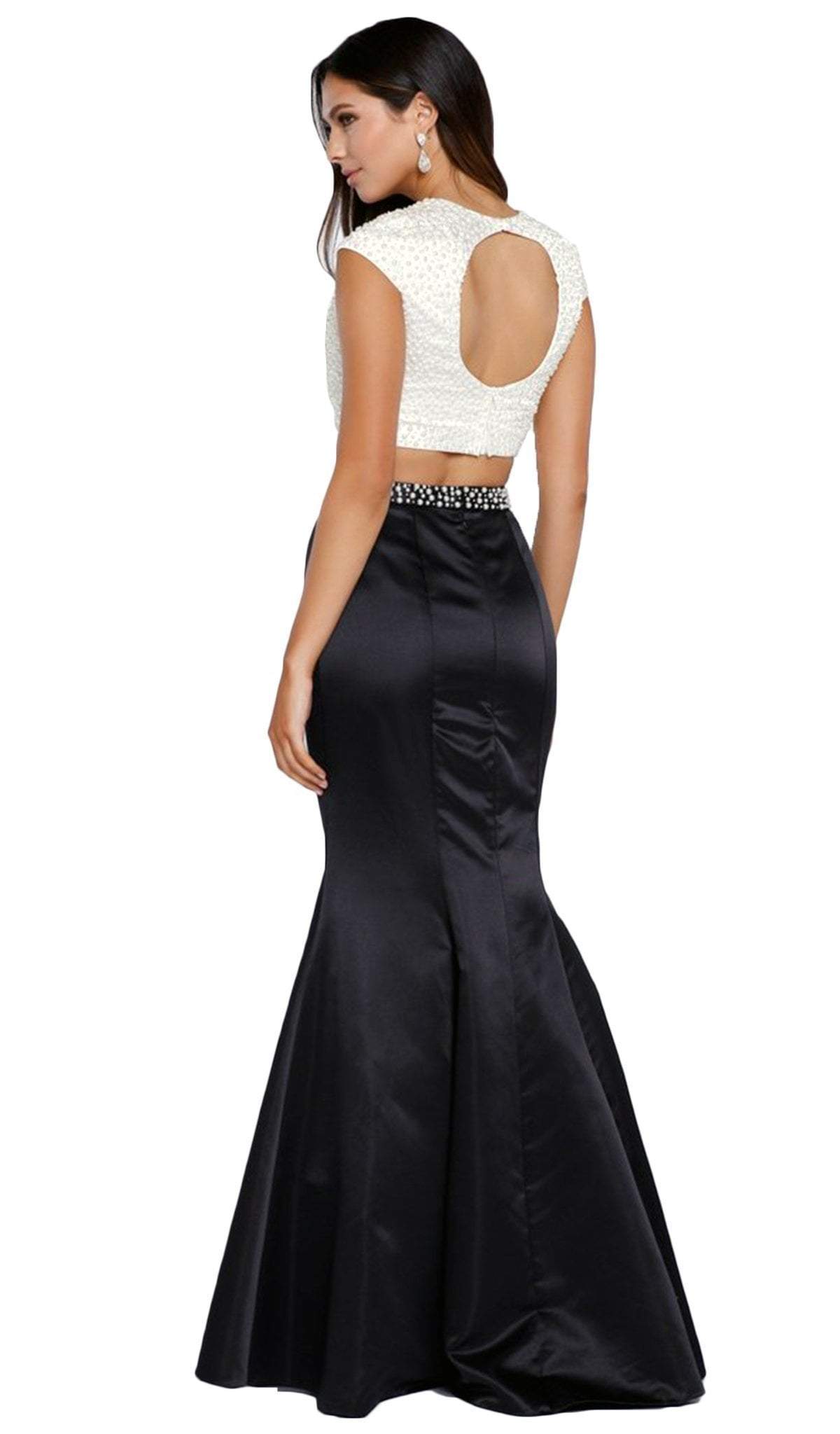 Nox Anabel - 8227 Two-Piece Pearl Embellished Gown Special Occasion Dress XS / Black & Ivory