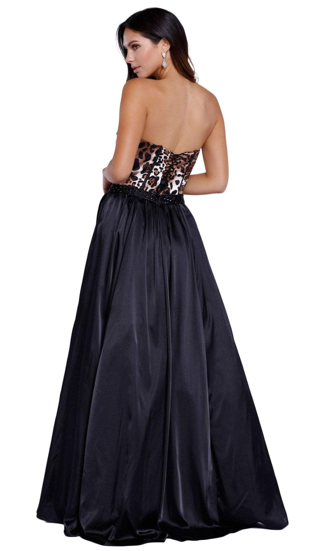 Nox Anabel - 8230 Corset Boned Leopard Print Evening Gown Special Occasion Dress