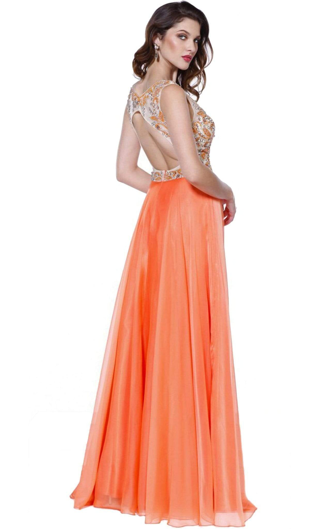 Nox Anabel - 8235 Beaded Embroidery Illusion Evening Gown Special Occasion Dress