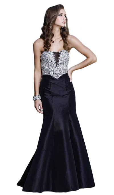 Nox Anabel - 8243 Strapless Sparkling Sequined Mermaid Dress Special Occasion Dress XS / Black