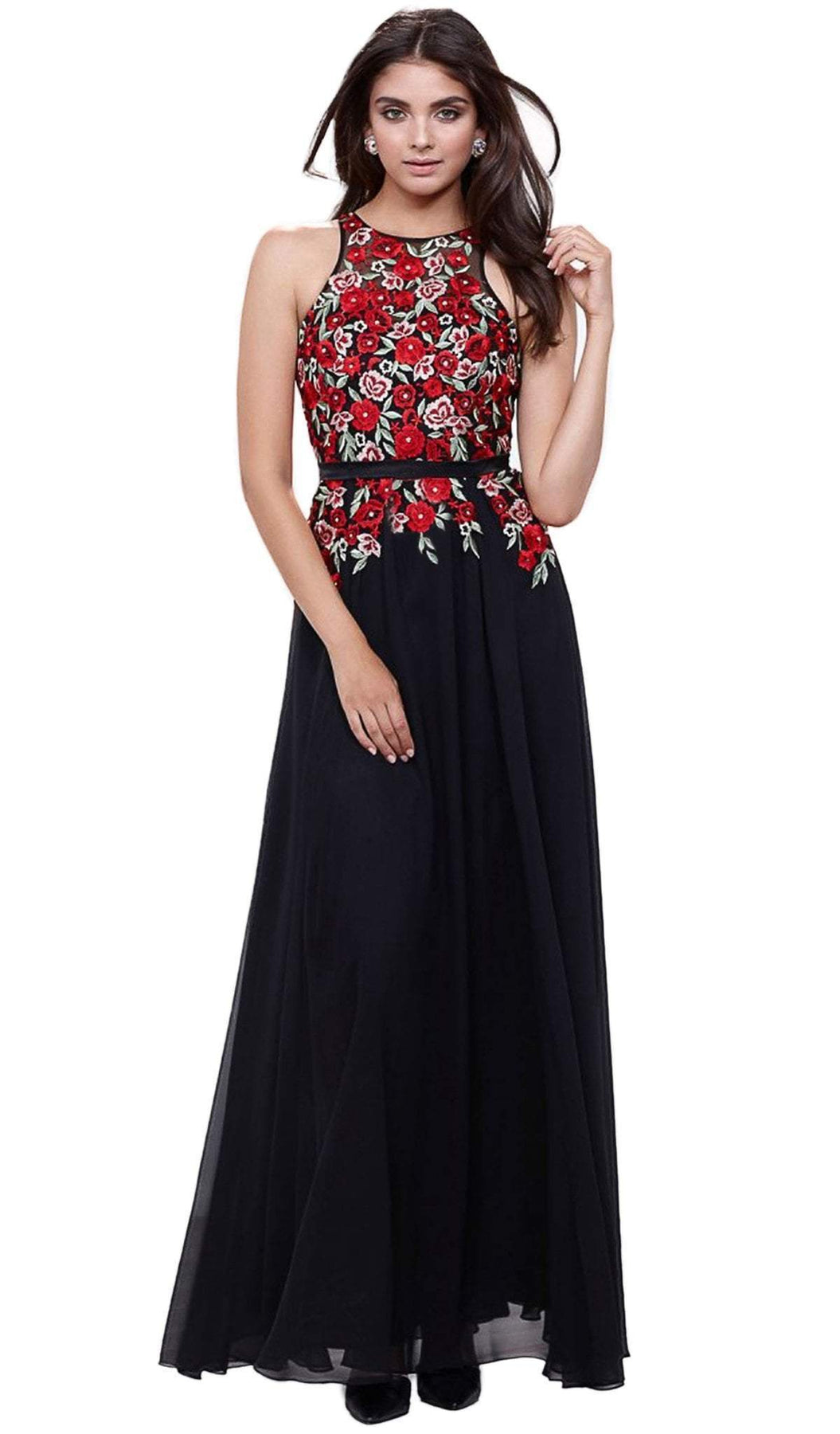 Nox Anabel - Floral Embroidered Long A-line Dress 8275SC – ADASA