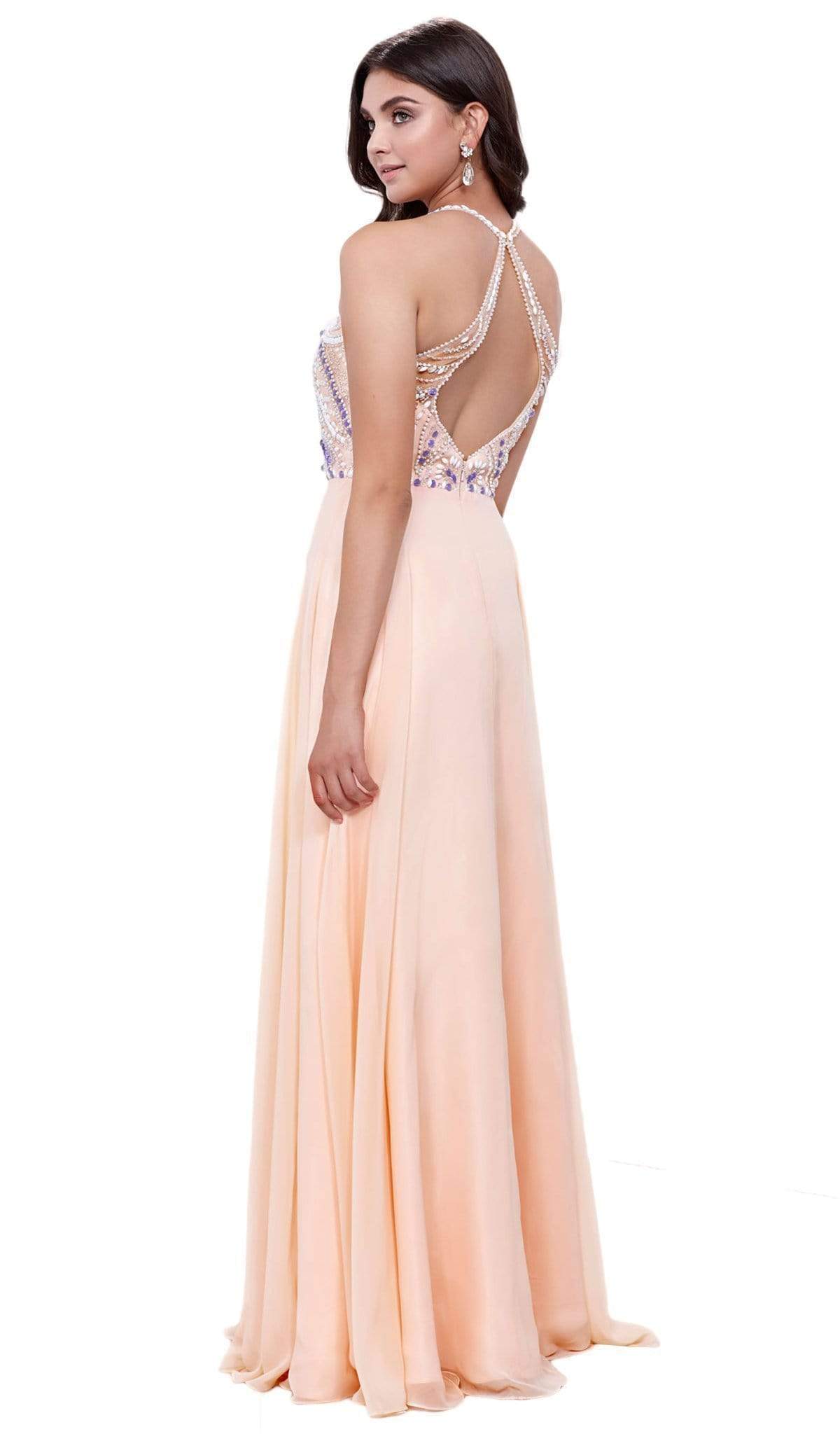Nox Anabel - 8276 Sleeveless Bejeweled Halter A-line Dress Special Occasion Dress
