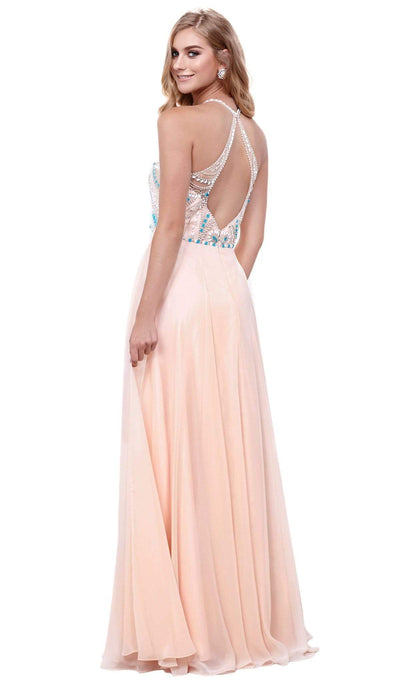 Nox Anabel - 8276 Sleeveless Bejeweled Halter A-line Dress Special Occasion Dress