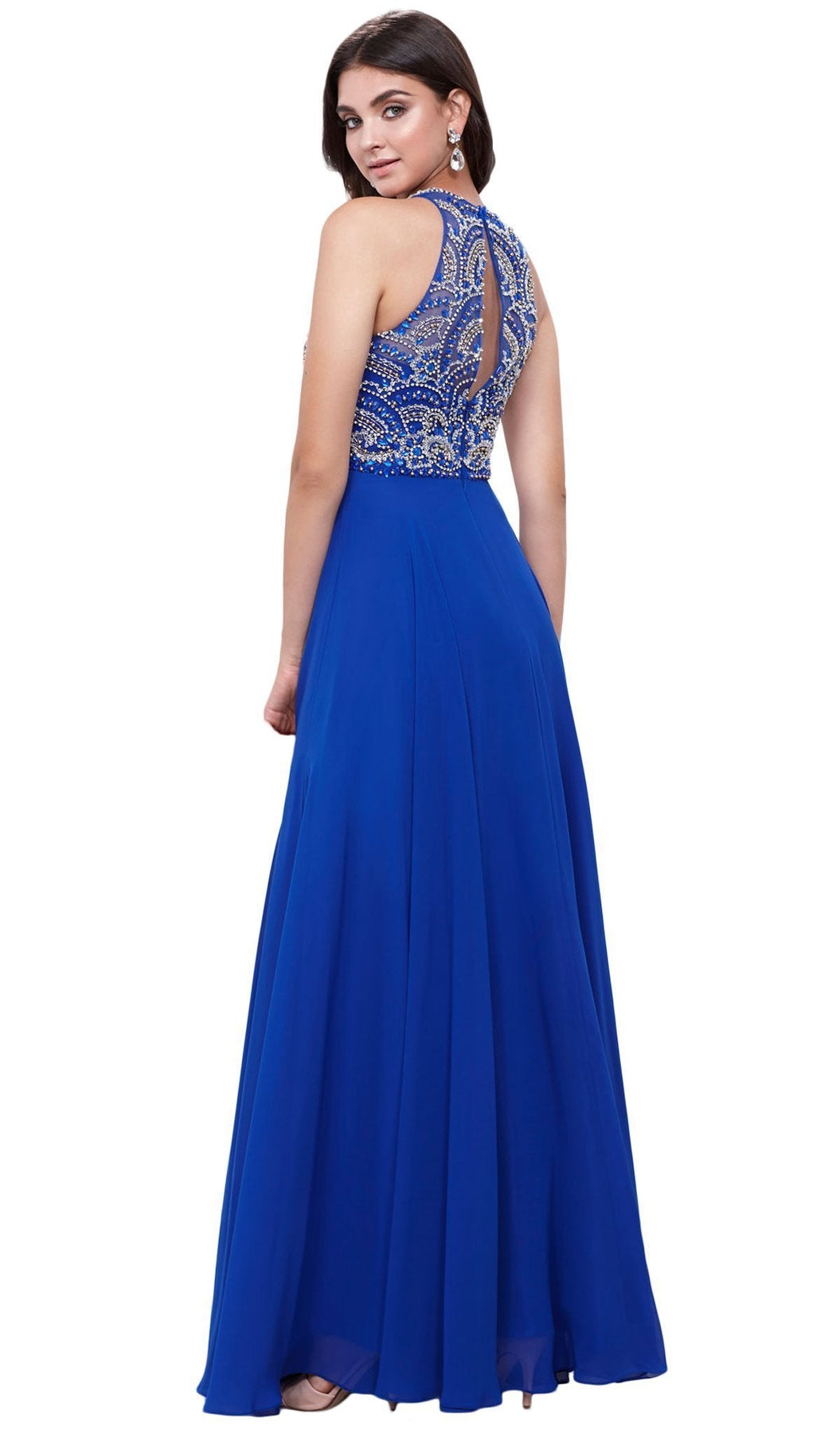 Nox Anabel - 8277 Sleeveless High Neck Beaded Bodice A-line Dress Special Occasion Dress