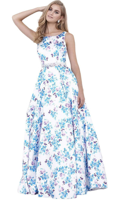 Nox Anabel - 8290 Floral Print Sleeveless Open Back Evening Dress Special Occasion Dress XS / Floral Patterns