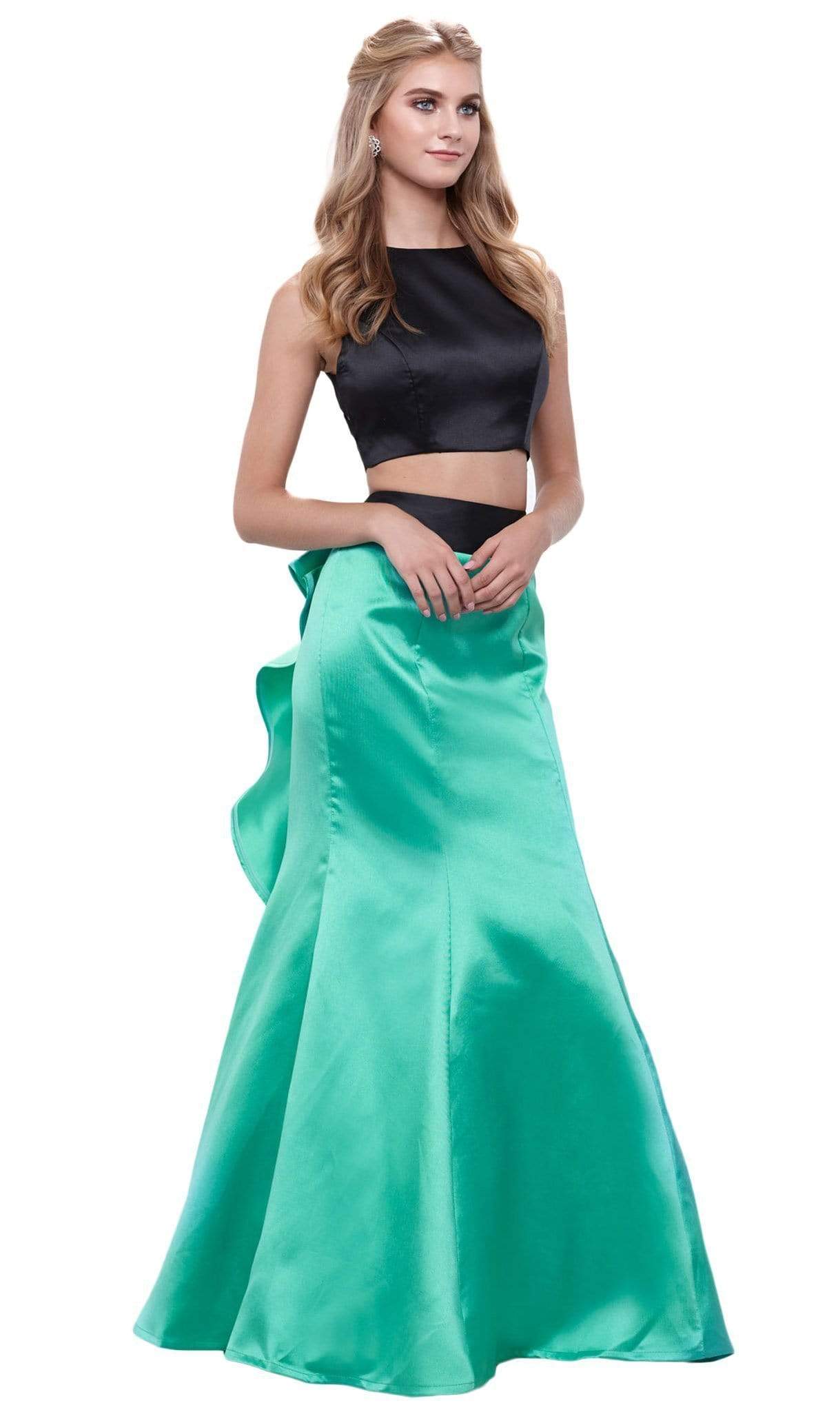 Nox Anabel - 8292 Sleeveless Two-piece Jewel Trumpet Dress Special Occasion Dress XS / Emerald