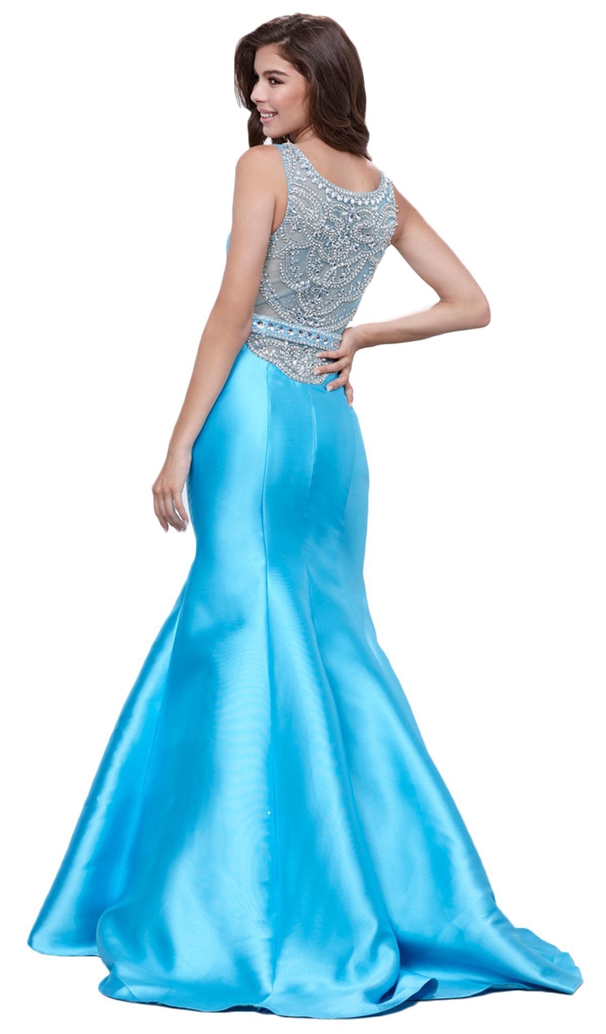 Nox Anabel - 8299 Sleeveless Gemstone Embellished Trumpet Gown Special Occasion Dress XS / Turquoise