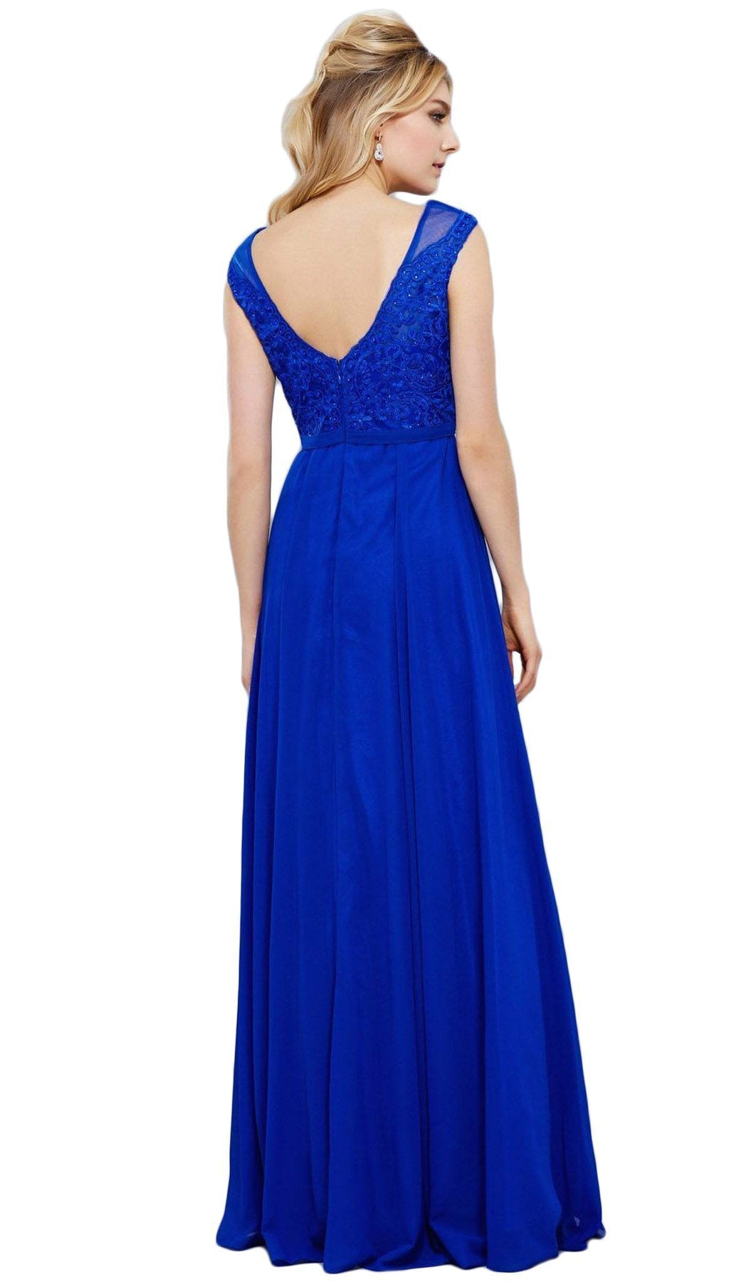 Nox Anabel - 8314 Elegant Lace Bodice Scoop Back Chiffon A-Line Evening Gown Special Occasion Dress