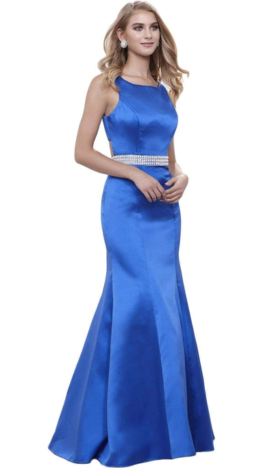 Nox Anabel - 8320 Sleeveless Beaded Waist Trumpet Evening Gown Special Occasion Dress XS / Royal Blue