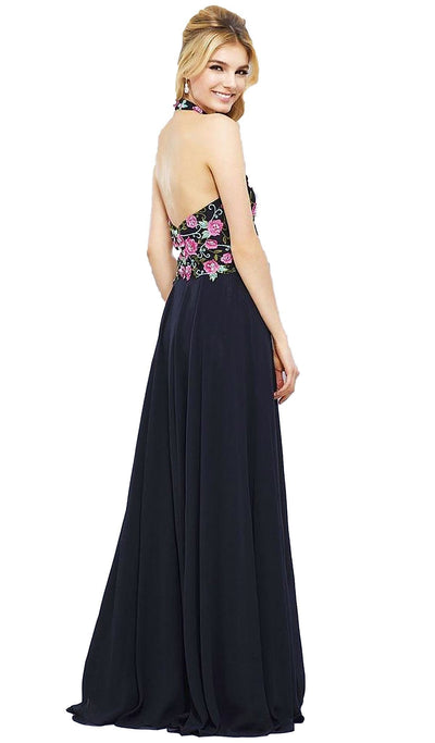 Nox Anabel - 8326 Lovely Floral Halter Style Long Evening Gown Special Occasion Dress