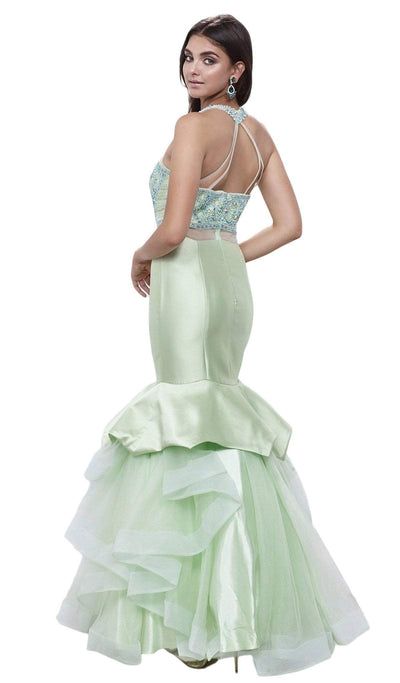 Nox Anabel - 8332 Sleeveless Halter Neck Beaded Long Mermaid Dress Special Occasion Dress
