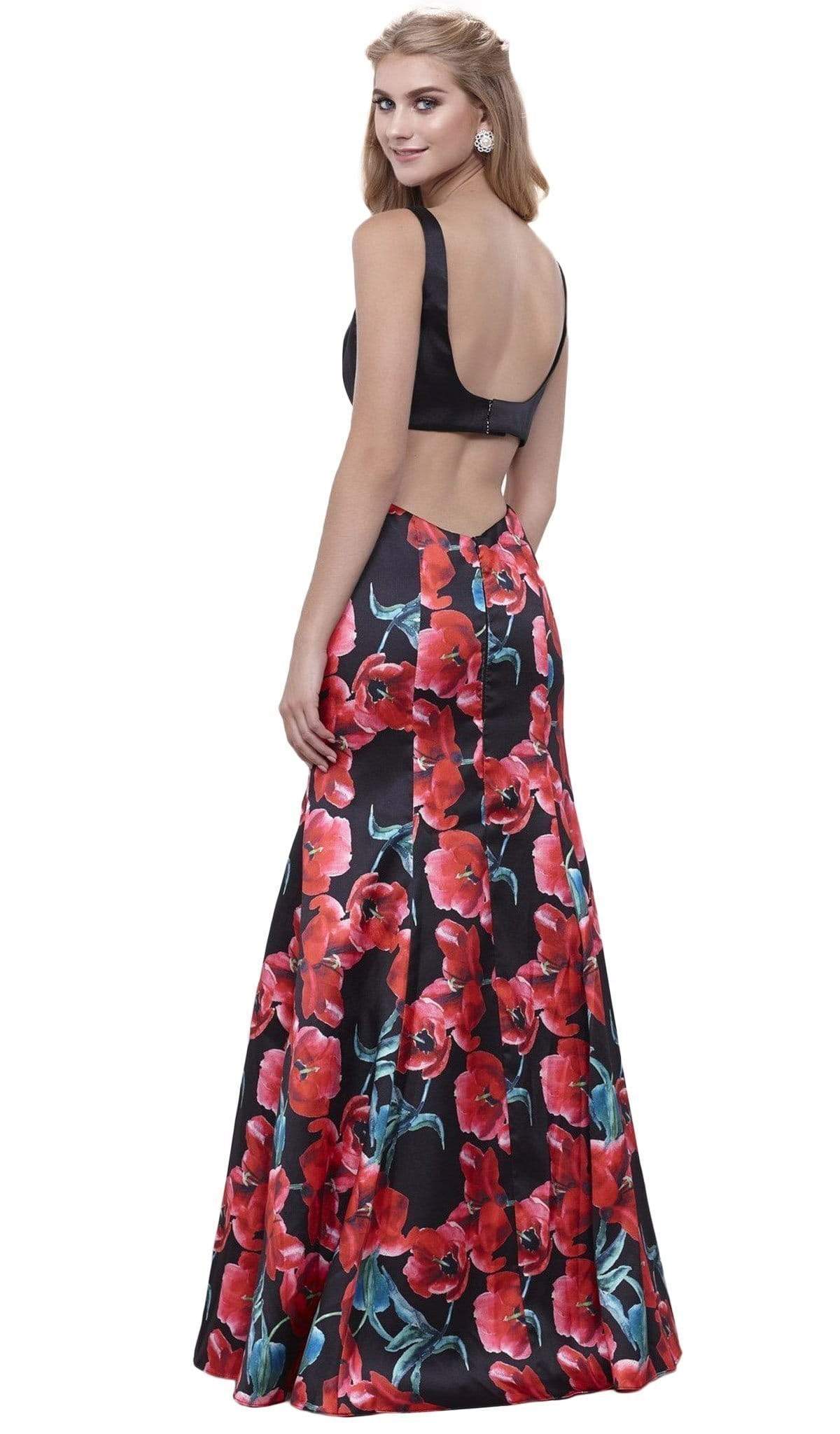 Nox Anabel - 8354 Sleeveless Floral Print Trumpet Evening Dress Special Occasion Dress