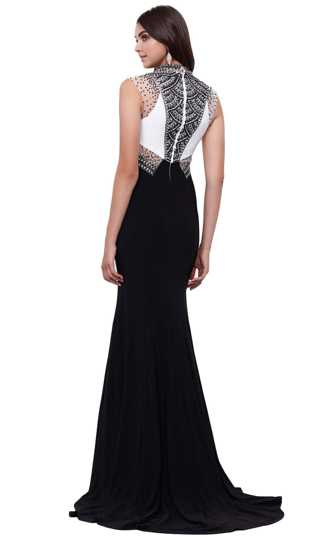 Nox Anabel - 8364 Contrast Jewel Illusion Paneled Evening Gown Special Occasion Dress