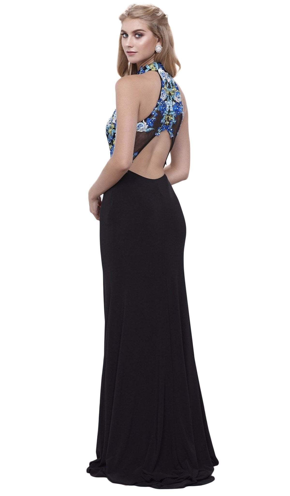 Nox Anabel - 8375 Sleeveless Laced Halter Jersey Evening Dress Special Occasion Dress