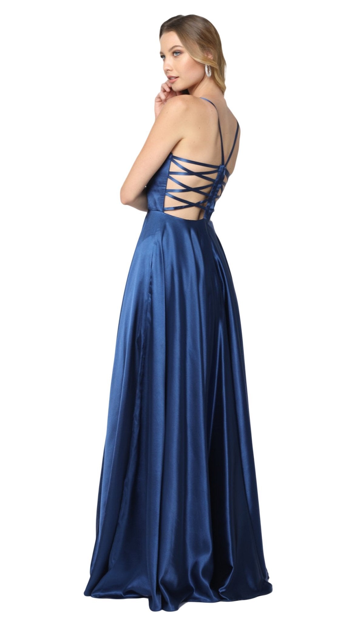 Nox Anabel - A180 Deep V-neck A-line Dress With Strappy Back Special Occasion Dress