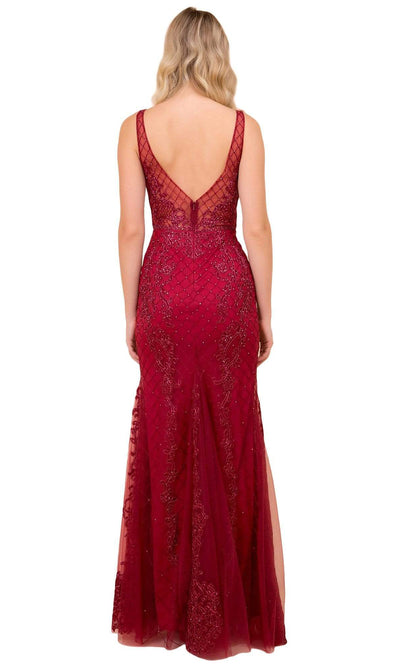 Nox Anabel - A398SC Sweetheart Lattice Sheath Gown In Red