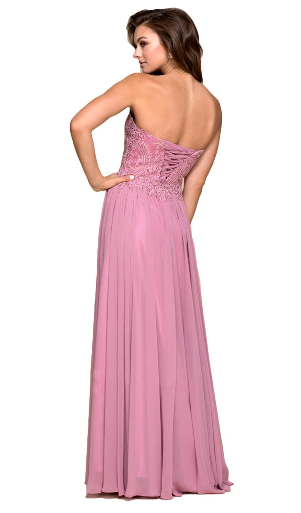 Nox Anabel - B045 Strapless Beaded Chiffon A-line Dress Special Occasion Dress