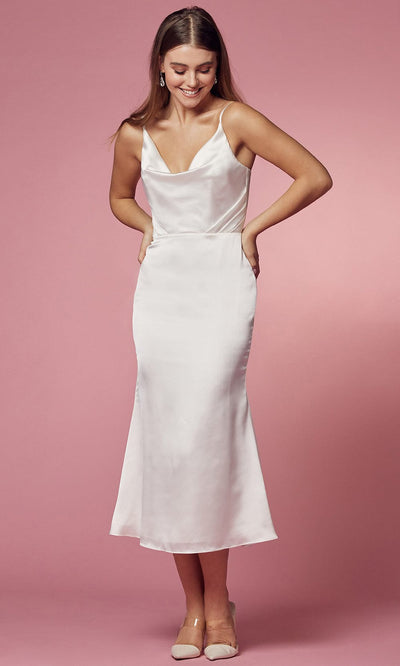 Nox Anabel Bridal R1027W - Cowl Neck Bridal Dress Bridal Dresses 2 / White