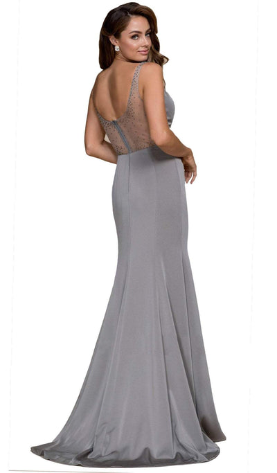 Nox Anabel - C001 Bejeweled Illusion Inset Plunging V-Neck Evening Gown Special Occasion Dress