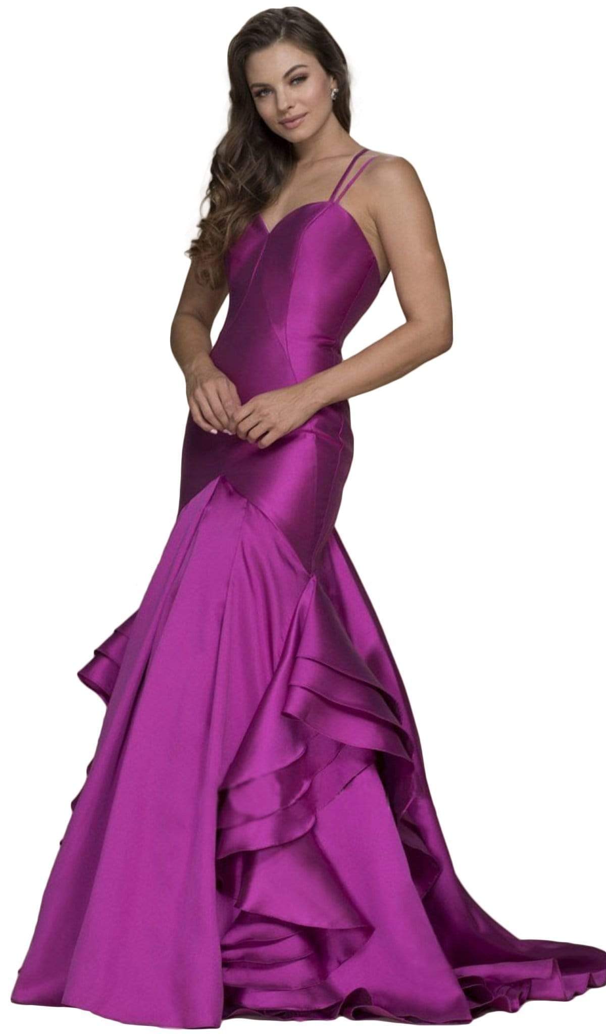 Nox Anabel - C034 Sweetheart Bodice Ruffled Mikado Trumpet Evening Gown Special Occasion Dress XS / Magenta