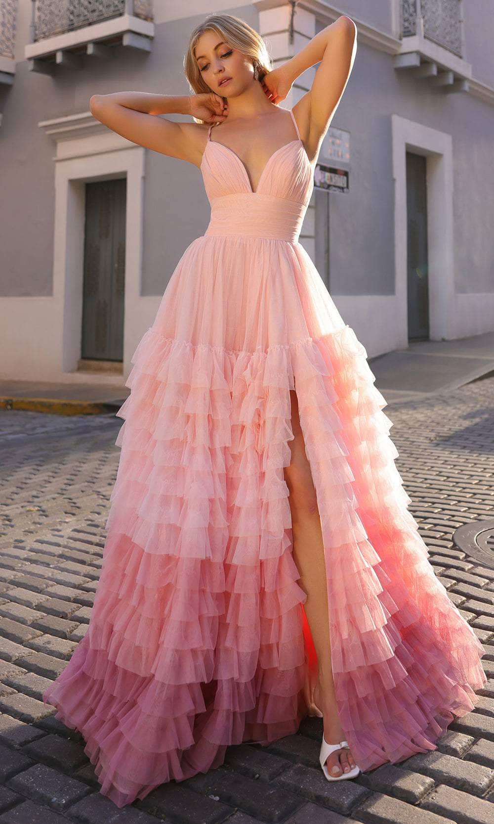 Nox Anabel C1420 - Ombre Ruffled Prom Dress Special Occasion Dresses 