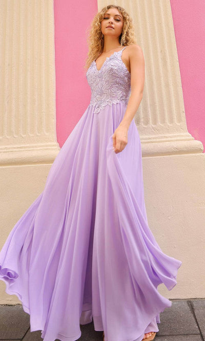 Nox Anabel C1462 - Spaghetti Strap A-Line Prom Dress Special Occasion Dress 4 / Lilac