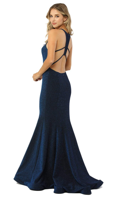 Nox Anabel - C208 Glittering Strappy Racerback Trumpet Gown Special Occasion Dress