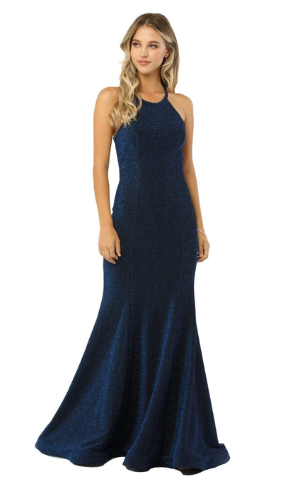 Nox Anabel - C208 Glittering Strappy Racerback Trumpet Gown Special Occasion Dress XS / Royal