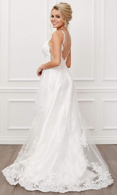 Nox Anabel - C461 Lace Applique Long A-Line Wedding Gown Wedding Dresses
