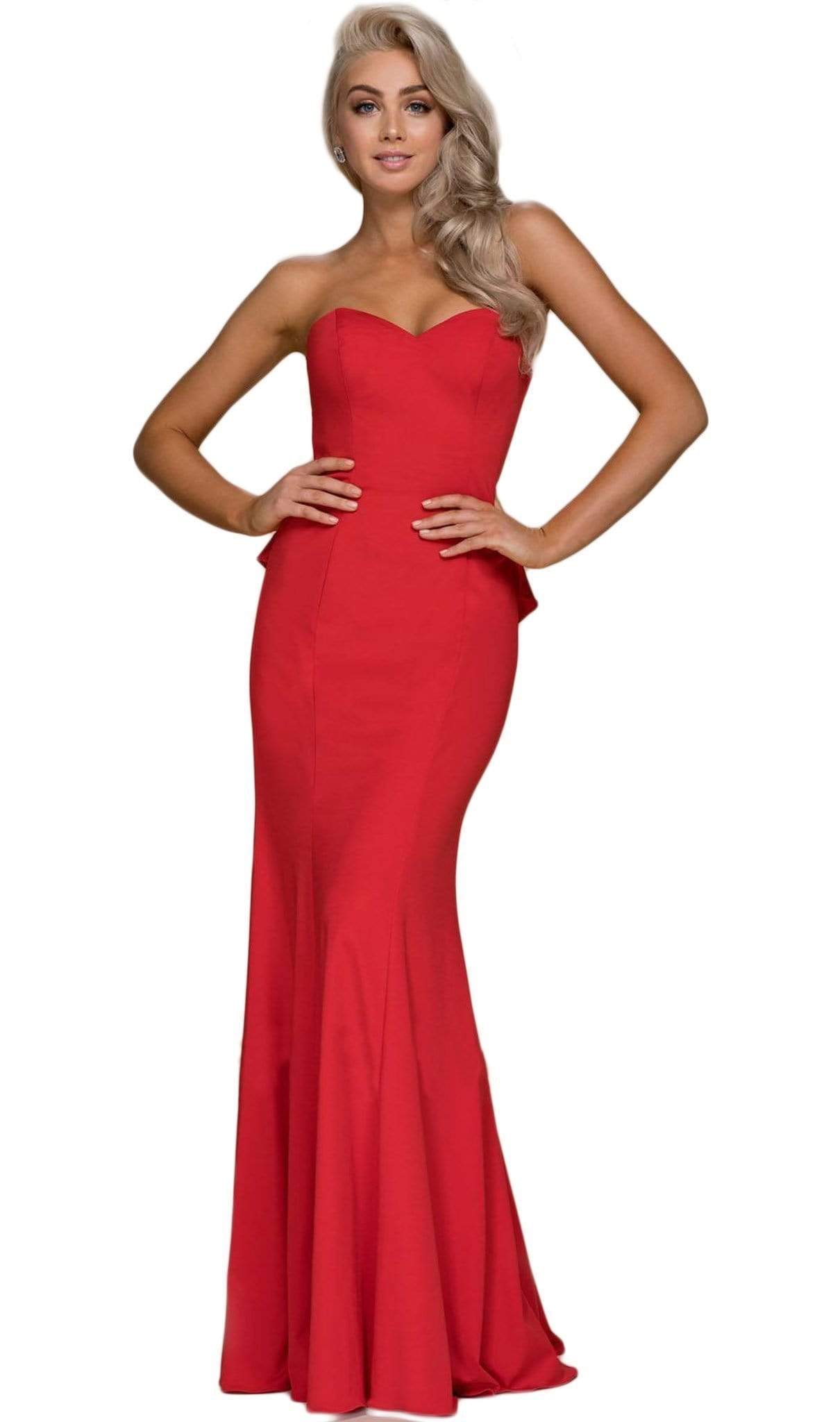 Nox Anabel - E002 Strapless Sweetheart Ruffled Sheath Dress Special Occasion Dress XS / Red