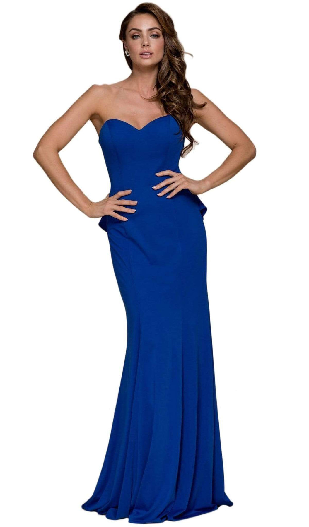 Nox Anabel - E002 Strapless Sweetheart Ruffled Sheath Dress Special Occasion Dress XS / Royal