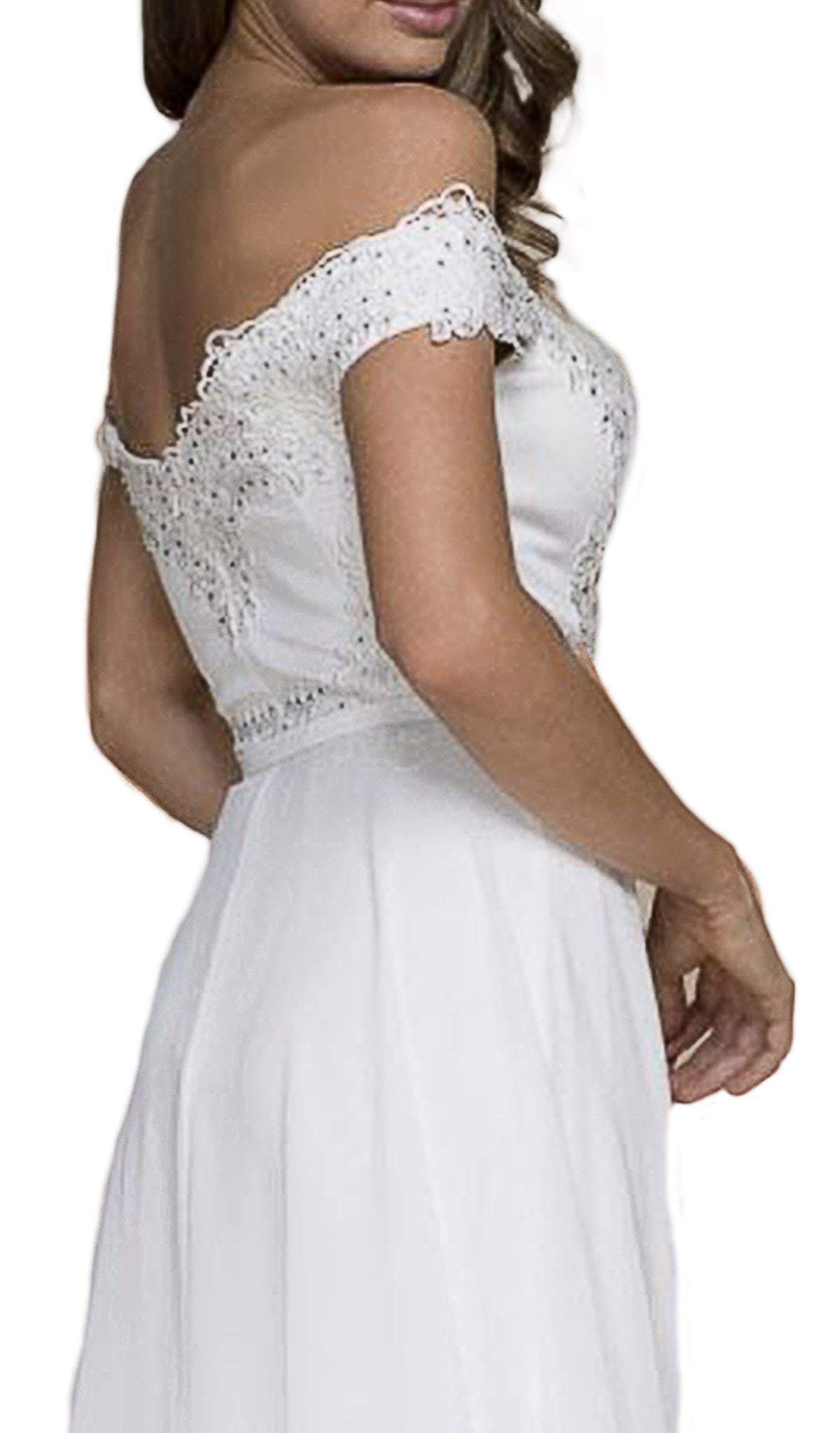 Nox Anabel - E014 Embellished Off-Shoulder Sheath Dress Special Occasion Dress