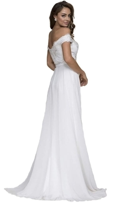 Nox Anabel - E014 Embellished Off-Shoulder Sheath Dress Special Occasion Dress