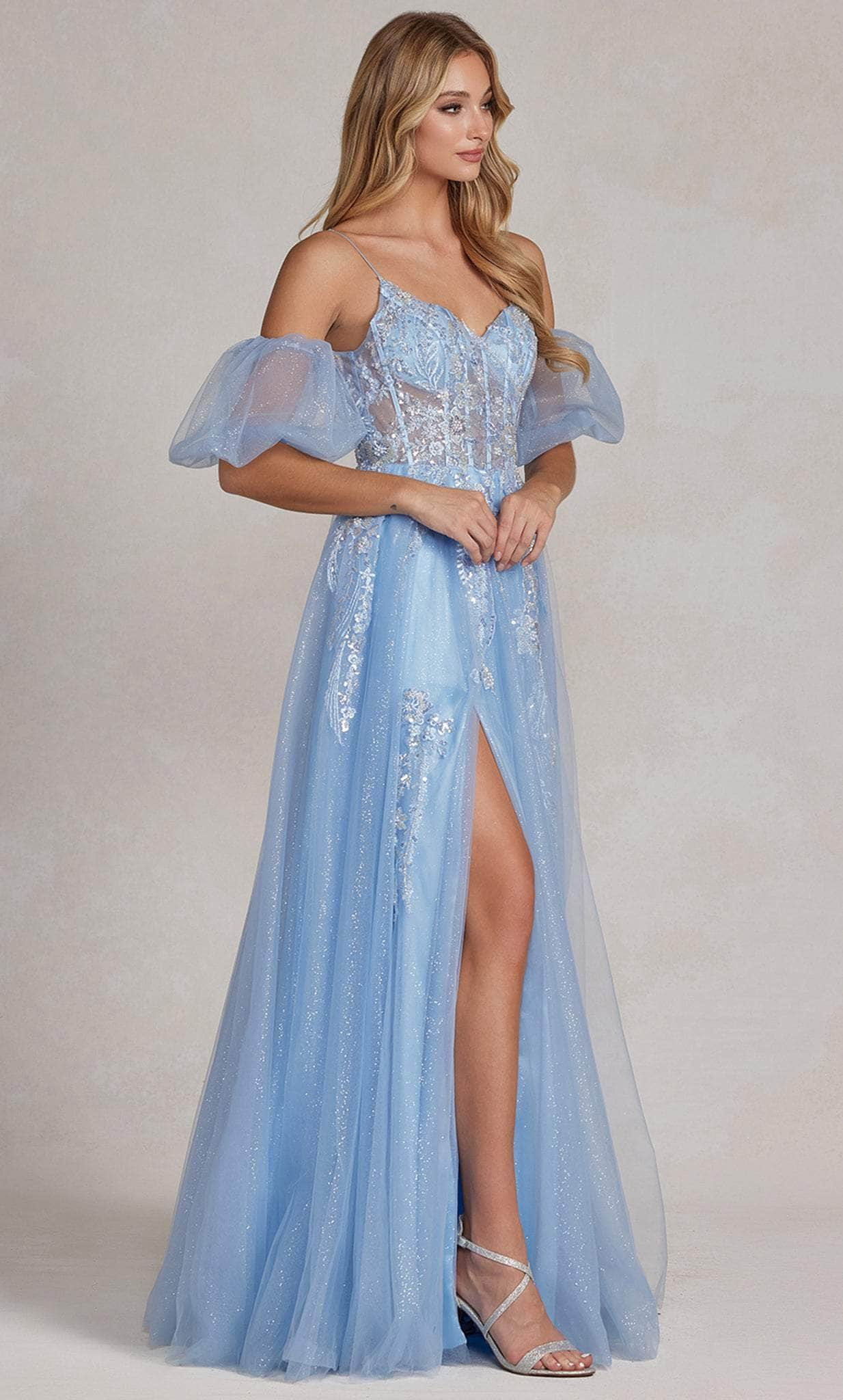 Nox Anabel E1173 - Cold Shoulder Tulle Prom Gown Prom Dresses