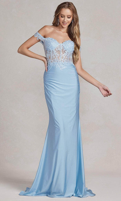 Nox Anabel E1184 - Off Shoulder Lace Corset Prom Gown Evening Dresses