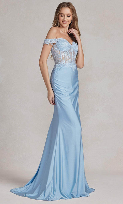 Nox Anabel E1184 - Off Shoulder Lace Corset Prom Gown Evening Dresses