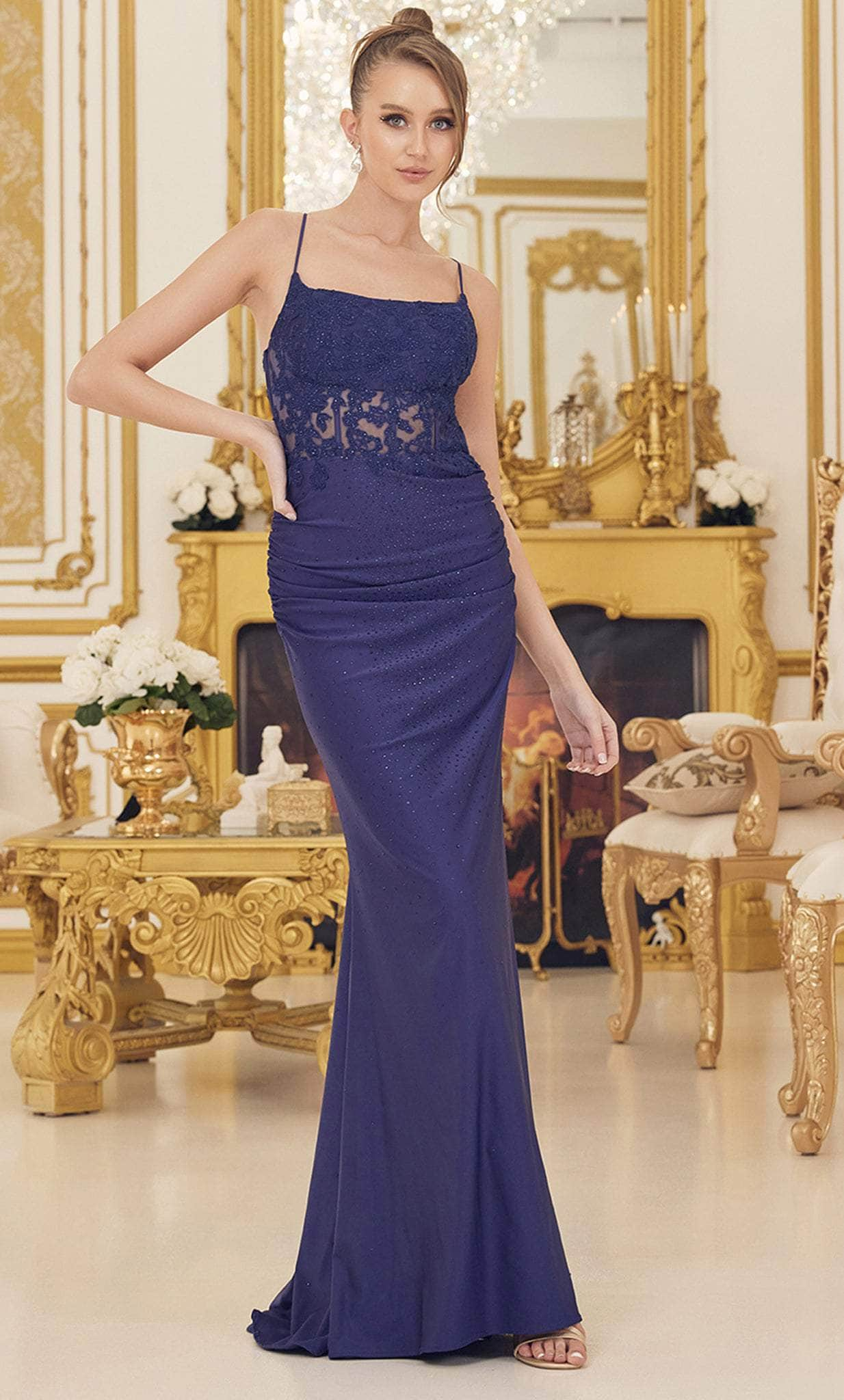 Nox Anabel E1186 - Sleeveless Scoop Neck Evening Dress Evening Dresses 00 / Navy Blue