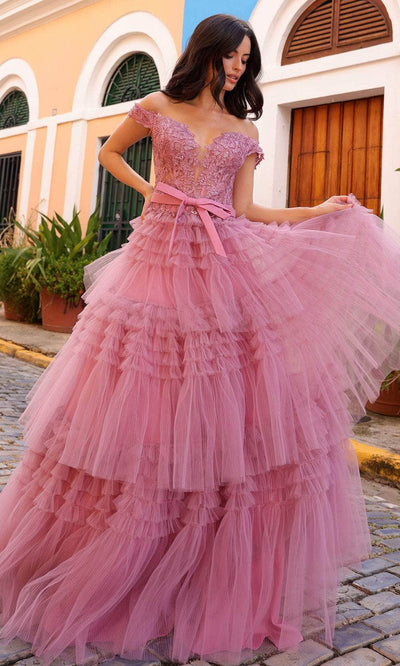 Nox Anabel E1293 - Off Shoulder Tiered Prom Dress Special Occasion Dresses 