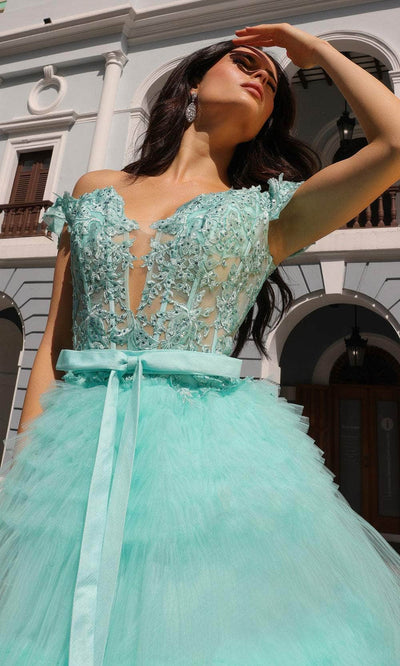 Nox Anabel E1293 - Off Shoulder Tiered Prom Dress Special Occasion Dresses 