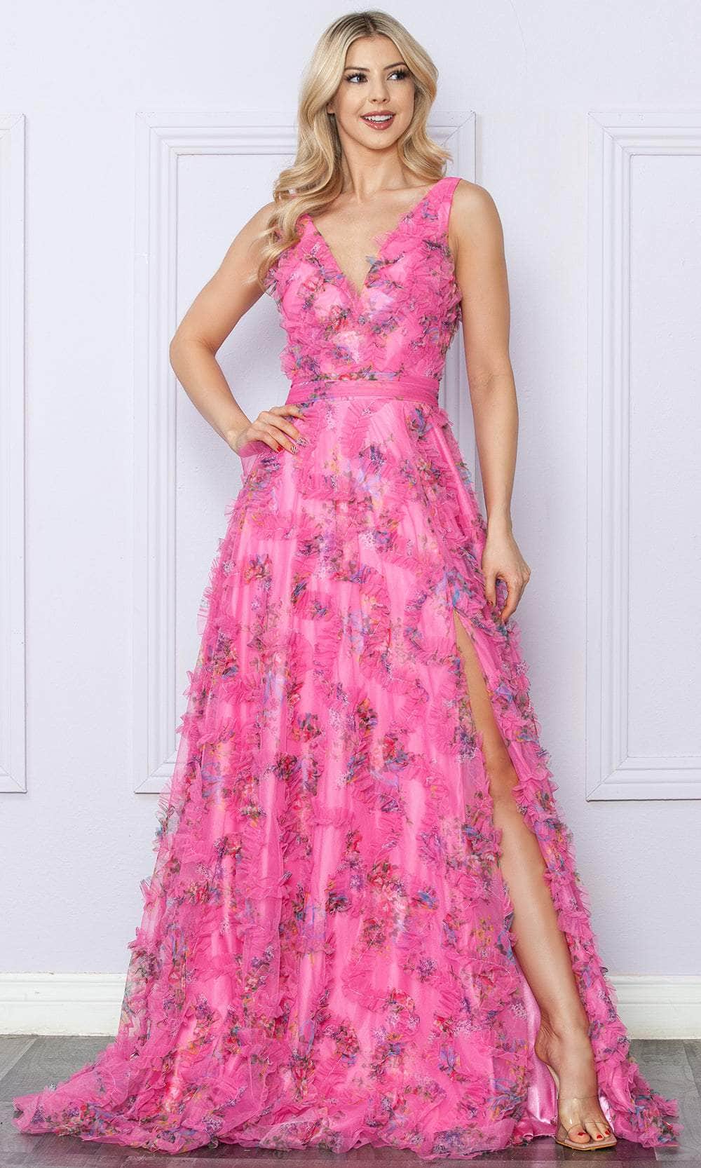 Nox Anabel E1445 - Ruffled Deep V-Neck Prom Dress Special Occasion Dresses 