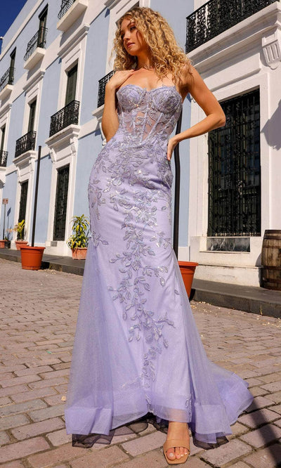 Nox Anabel G1258 - Strapless Sequin Lace Evening Dress Special Occasion Dress 0 / Periwinkle